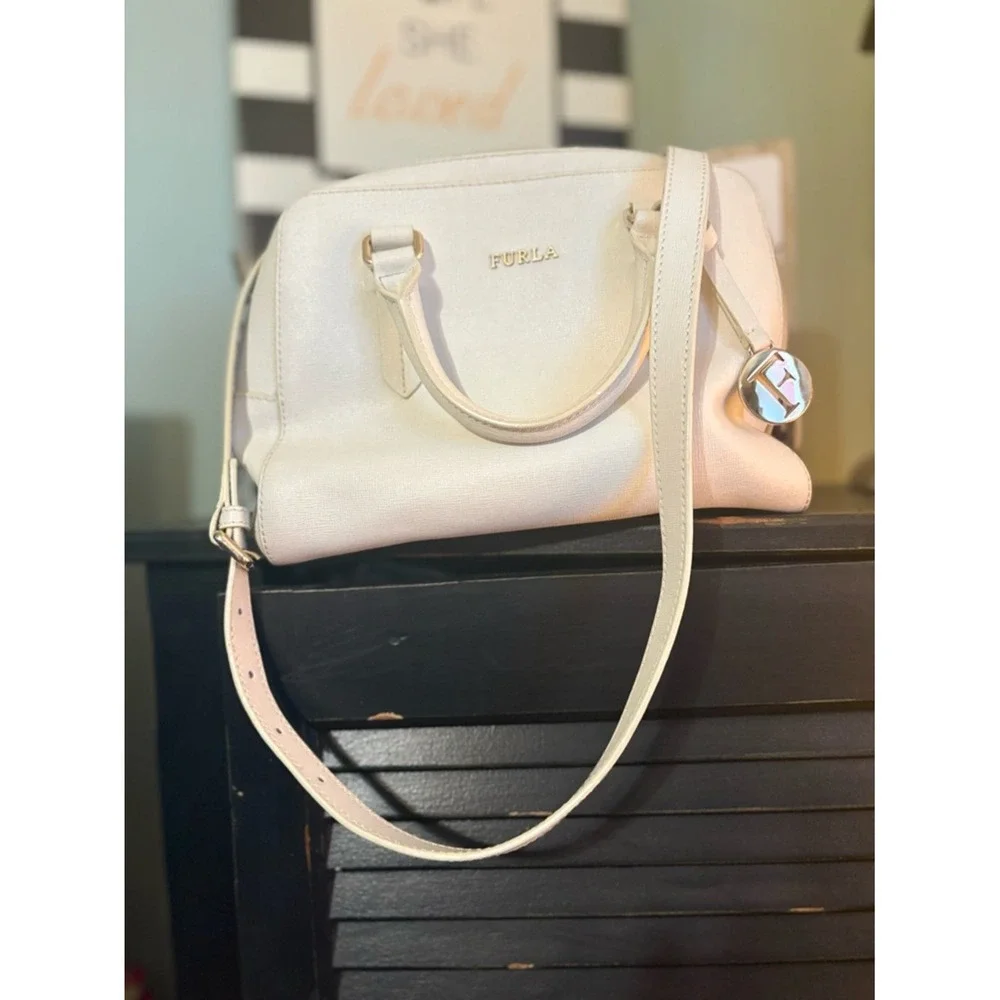 Furla‎ Cream Satchel with Gold Hardware